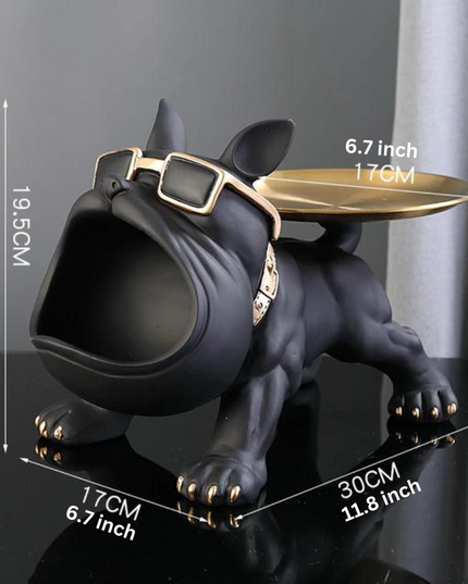 Bulldogge Figur mit Schale | Dekofigur für Schlüssel & Snacks