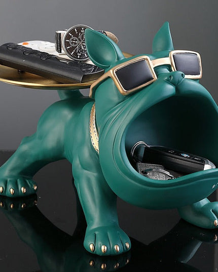 Bulldogge Figur mit Schale | Dekofigur für Schlüssel & Snacks