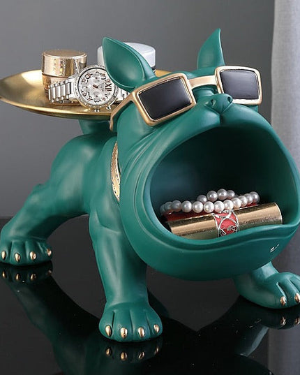 Bulldogge Figur mit Schale | Dekofigur für Schlüssel & Snacks